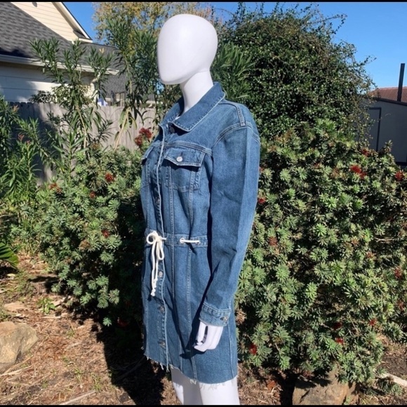 NWT Hudson Button Down Tie Waist Grommet Detail Denim Dress - Picture 8 of 15